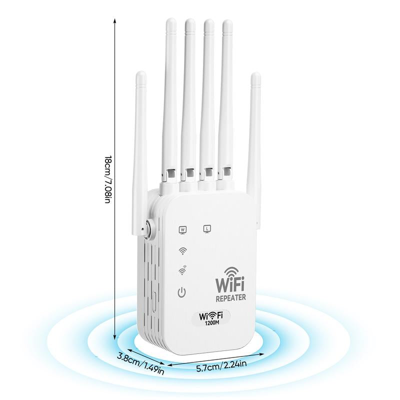 WiFi Extender 2026 6-Antenna Strong Signal, 1200Mbps Dual Band (5GHz-2.4GHz) Booster-OA