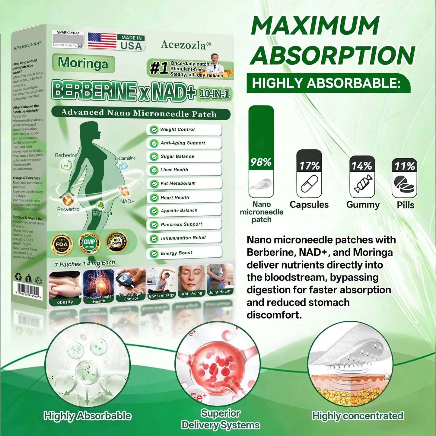 🇺🇸 𝐎𝐟𝐟𝐢𝐜𝐢𝐚𝐥 𝐔𝐒 𝐒𝐭𝐨𝐫𝐞 | 🧑‍⚕️🩺 Acezozla® Moringa · Berberine × NAD+ 𝟏𝟎-𝐢𝐧-𝟏 𝐀𝐝𝐯𝐚𝐧𝐜𝐞𝐝 𝐍𝐚𝐧𝐨 𝐌𝐢𝐜𝐫𝐨𝐧𝐞𝐞𝐝𝐥𝐞 𝐏𝐚𝐭𝐜𝐡 — 𝐎𝐧𝐜𝐞 𝐃𝐚𝐢𝐥𝐲, 𝐕𝐢𝐬𝐢𝐛𝐥𝐞 𝐑𝐞𝐬𝐮𝐥𝐭𝐬 𝐢𝐧 𝟕 𝐃𝐚𝐲𝐬🔥