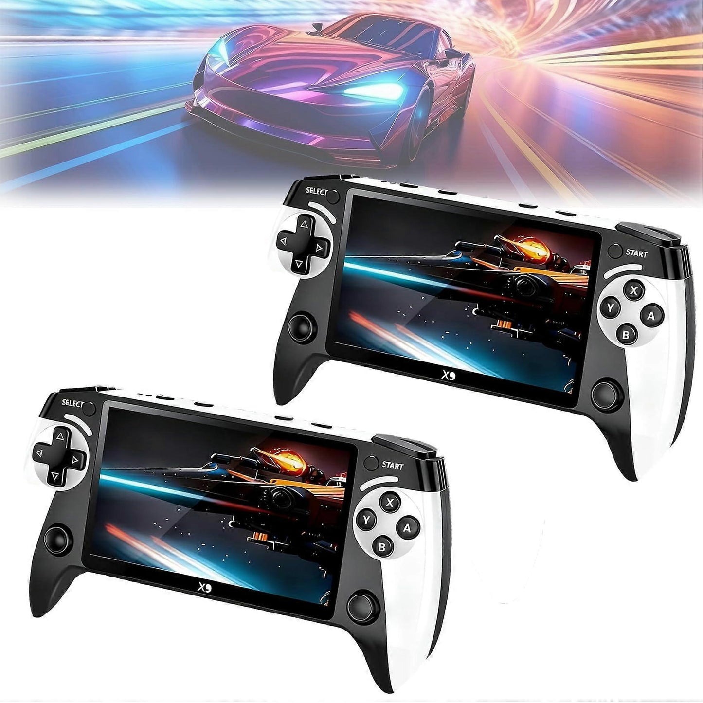 X9 portable game console, 5.5-inch HD screen, multiple languages, retro GBA Arcade video,10 simulators with 20000+ Games