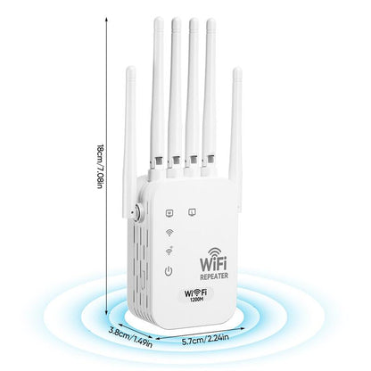 WiFi Extender 2026 6-Antenna Strong Signal, 1200Mbps Dual Band (5GHz-2.4GHz) Booster-OA