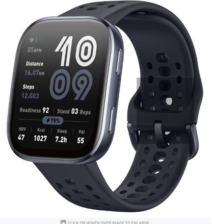 Owiwell Bip 6 Smart Watch - Black1.97" AMOLED Display - Up to 14 Days Battery Life - 5 ATM Water Resistance - Built-in GPS - 24/7 Health Monitoring - Bluetooth Calling - 140+ Sports Modes